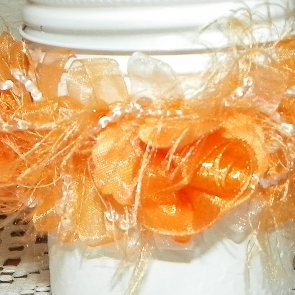 4 Wedding Party Table Decor Favor Orange Glass - Picture 3 of 13